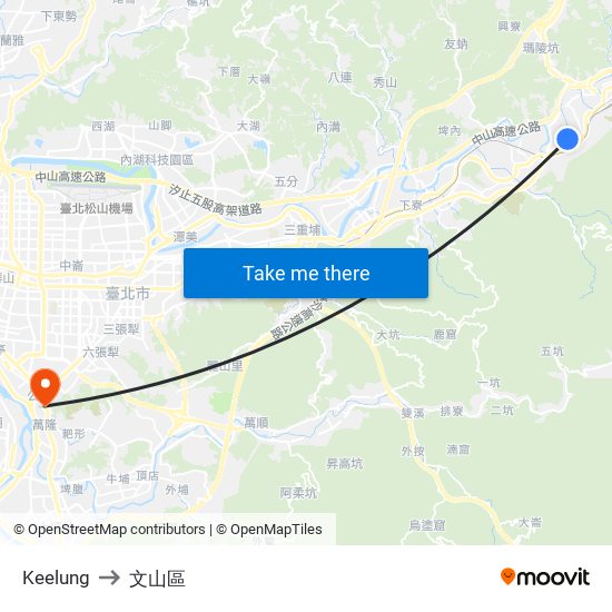 Keelung to 文山區 map