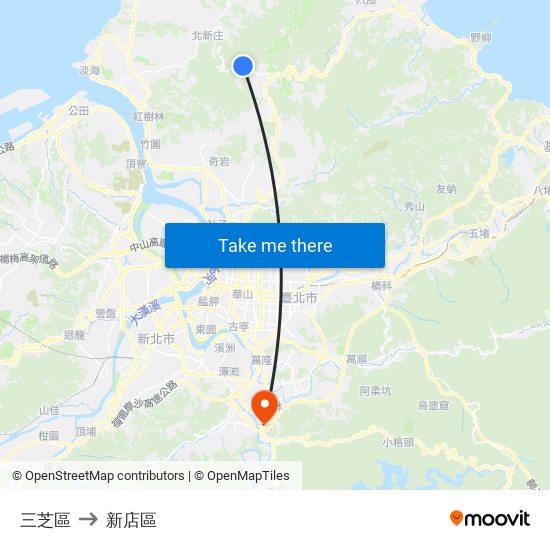 三芝區 to 新店區 map