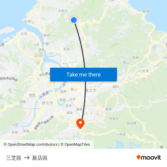 三芝區 to 新店區 map