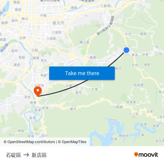 石碇區 to 新店區 map