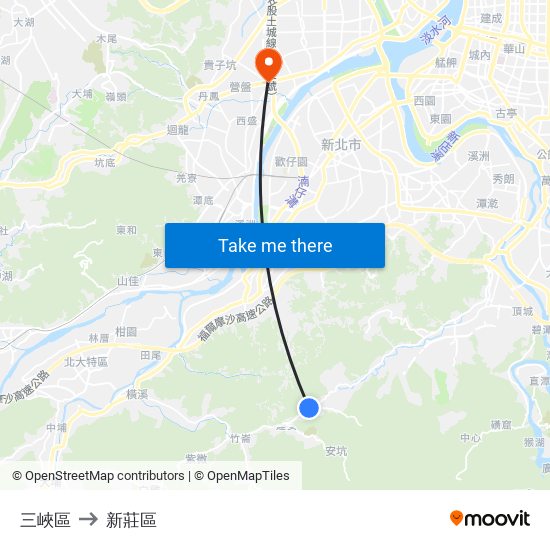 三峽區 to 新莊區 map