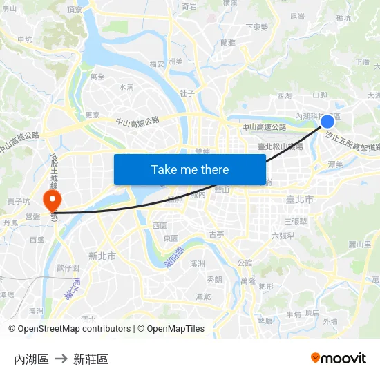 內湖區 to 新莊區 map