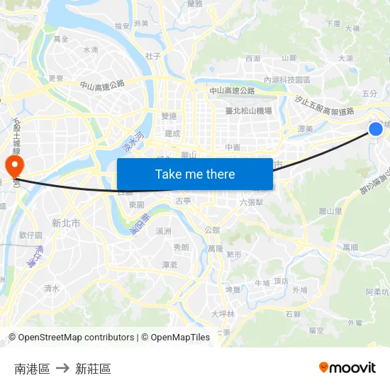 南港區 to 新莊區 map