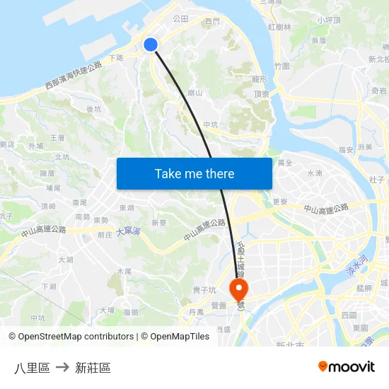 八里區 to 新莊區 map