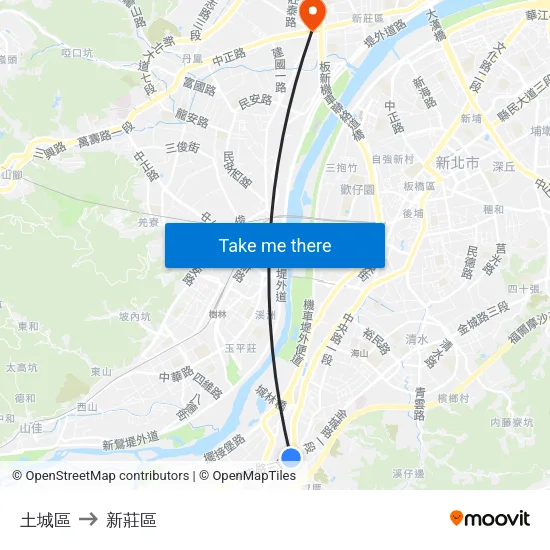 土城區 to 新莊區 map