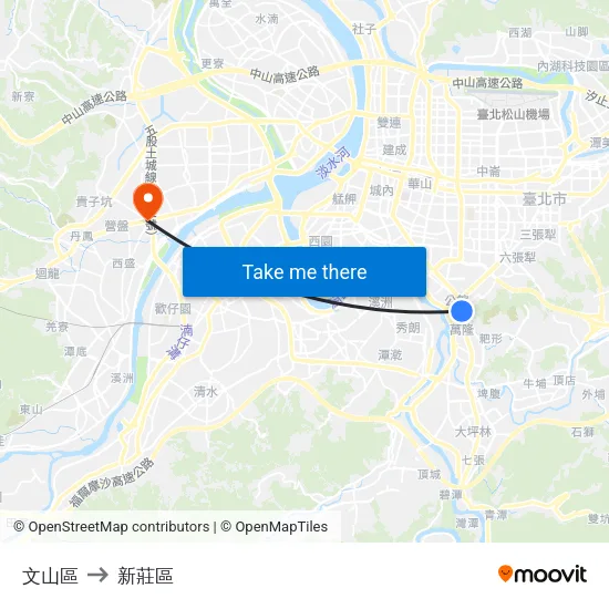 文山區 to 新莊區 map