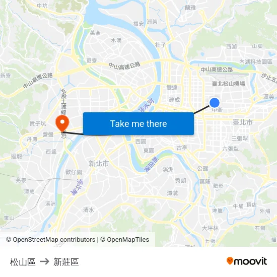 松山區 to 新莊區 map
