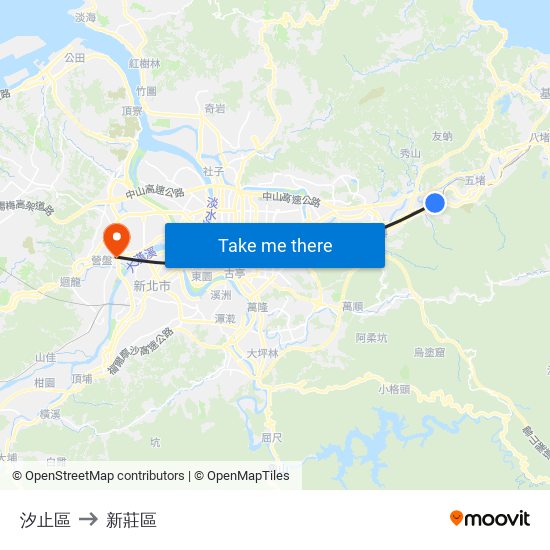 汐止區 to 新莊區 map