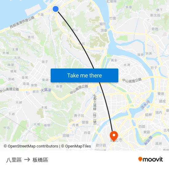 八里區 to 板橋區 map