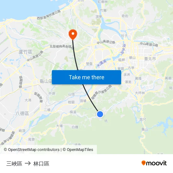 三峽區 to 林口區 map