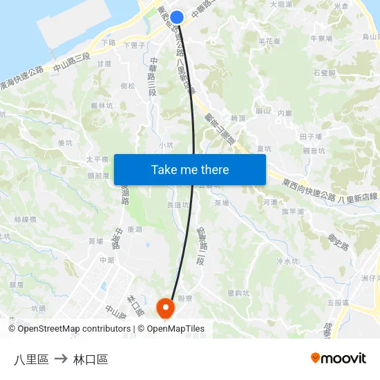 八里區 to 林口區 map