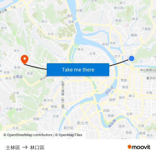 士林區 to 林口區 map