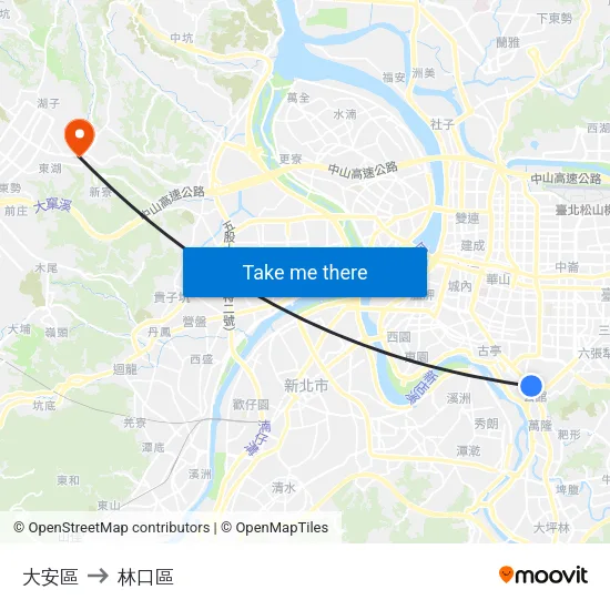 大安區 to 林口區 map