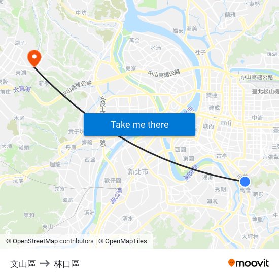 文山區 to 林口區 map