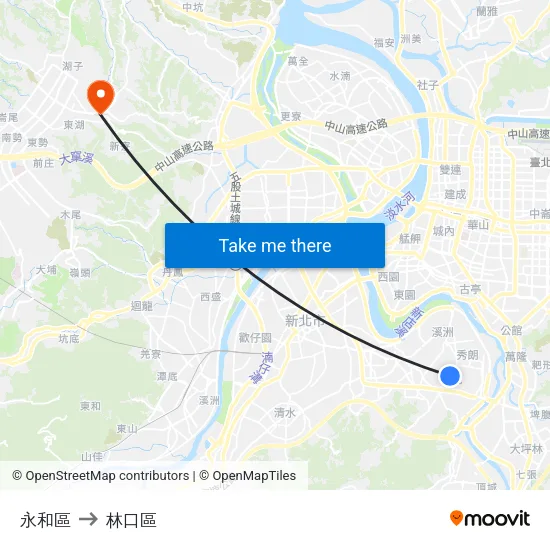 永和區 to 林口區 map