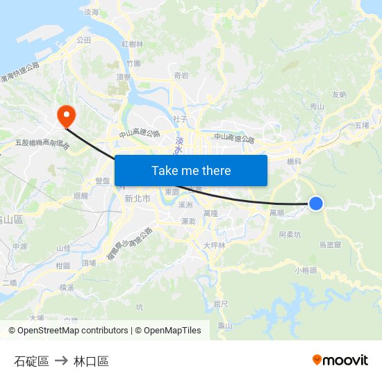 石碇區 to 林口區 map