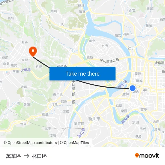 萬華區 to 林口區 map