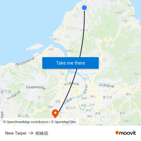New Taipei to 樹林區 map