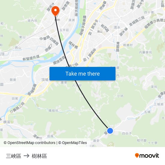 三峽區 to 樹林區 map