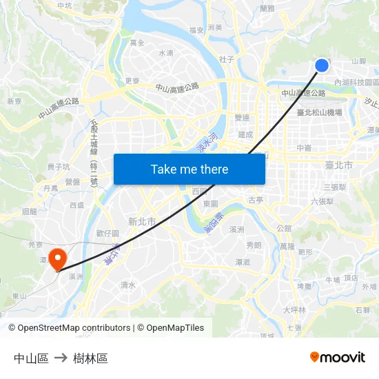 中山區 to 樹林區 map