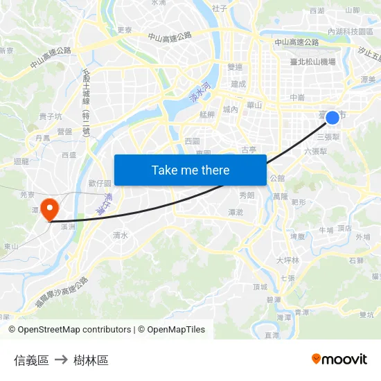 信義區 to 樹林區 map