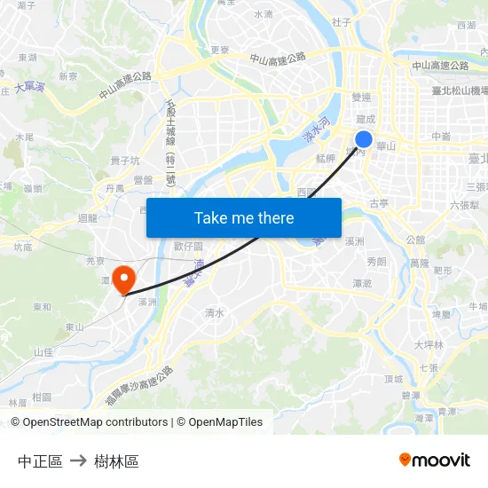 中正區 to 樹林區 map