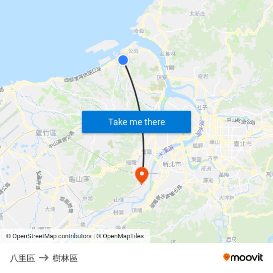 八里區 to 樹林區 map