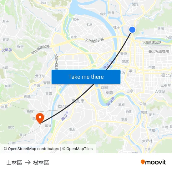 士林區 to 樹林區 map