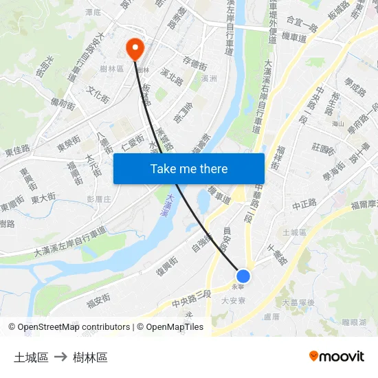 土城區 to 樹林區 map