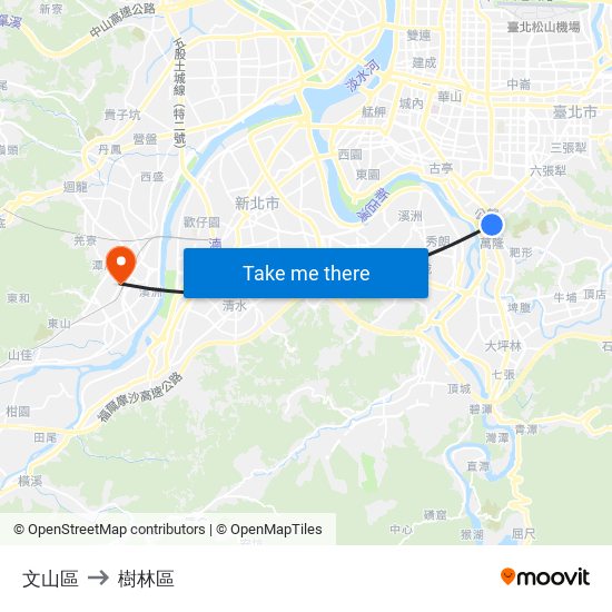 文山區 to 樹林區 map
