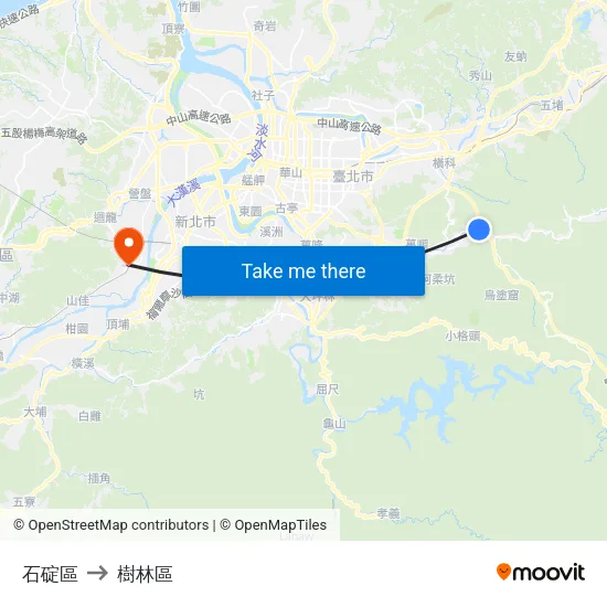 石碇區 to 樹林區 map