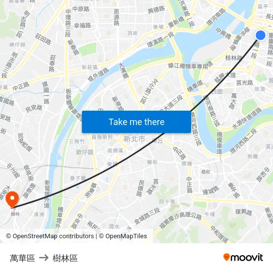 萬華區 to 樹林區 map