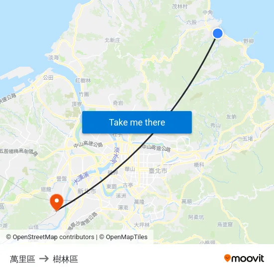 萬里區 to 樹林區 map
