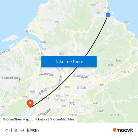 金山區 to 樹林區 map