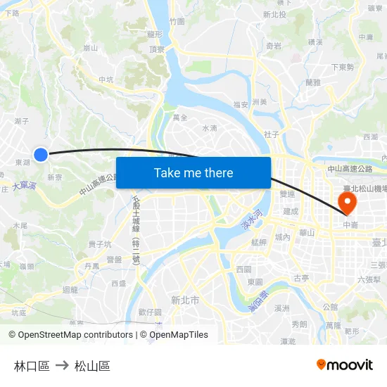 林口區 to 松山區 map