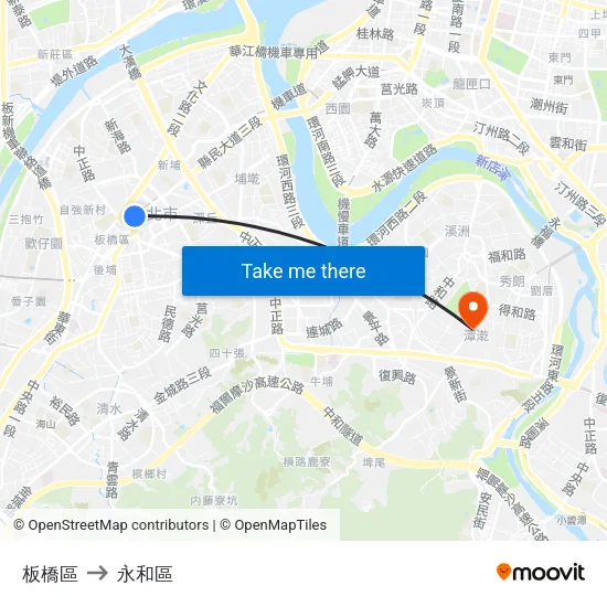 板橋區 to 永和區 map