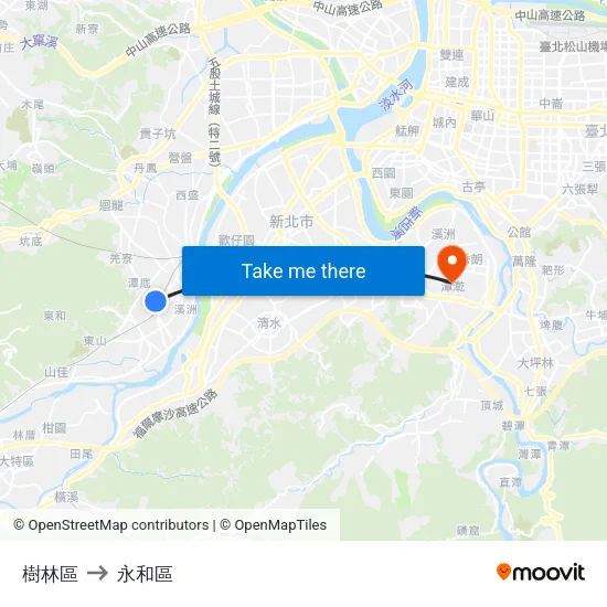 樹林區 to 永和區 map