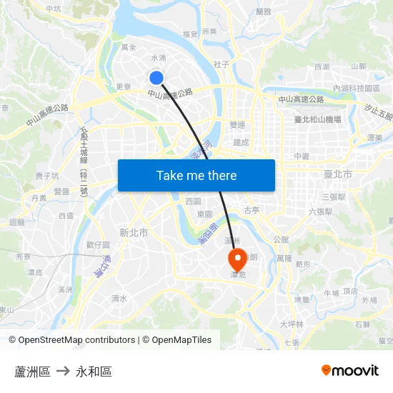 蘆洲區 to 永和區 map