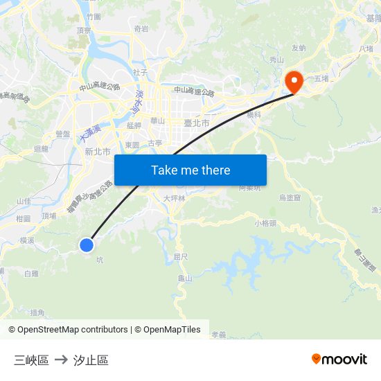 三峽區 to 汐止區 map