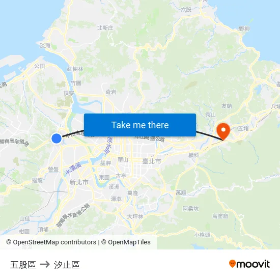 五股區 to 汐止區 map