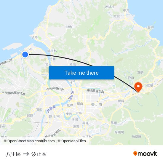 八里區 to 汐止區 map