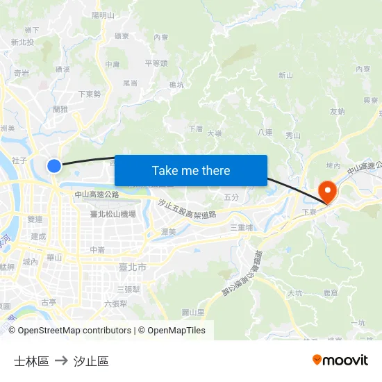 士林區 to 汐止區 map