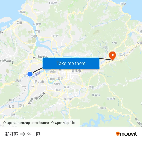 新莊區 to 汐止區 map