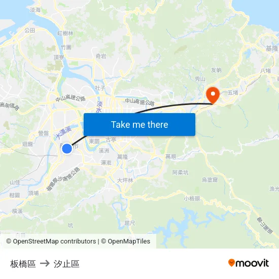板橋區 to 汐止區 map