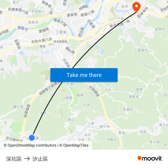 深坑區 to 汐止區 map