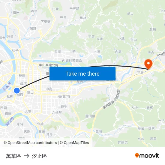 萬華區 to 汐止區 map