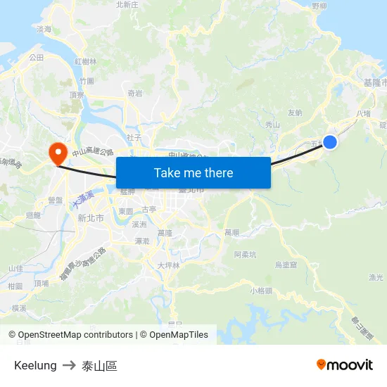 Keelung to 泰山區 map