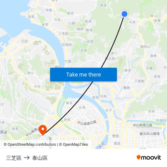 三芝區 to 泰山區 map
