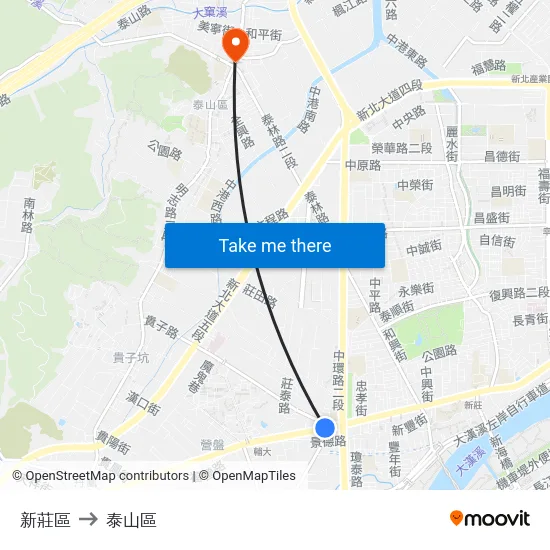 新莊區 to 泰山區 map
