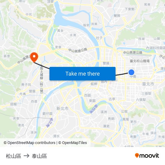 松山區 to 泰山區 map